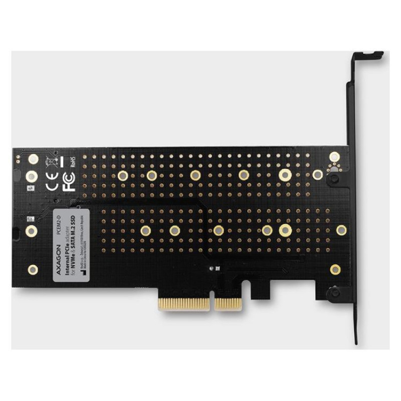 Axagon PCEM2-D PCI-E 3.0 4x - DUAL M.2 SSD (NVMe + SATA), dual voltage, up to 110mm SSD