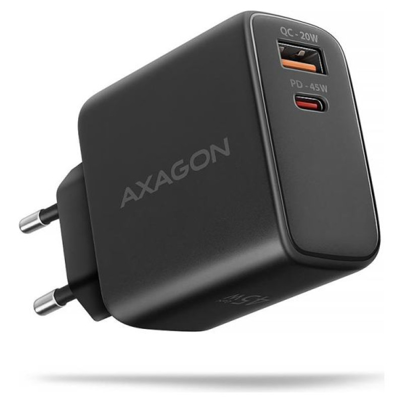 Axagon ACU-PQ45 wall charger QC3.0,4.0/AFC/FCP/PPS/Apple + PD type-C, 45W, black