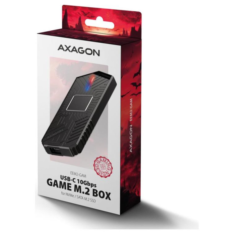 Axagon EEM2-GAM USB-C 3.2 Gen 2 10Gbps - M.2 NVMe/SATA SSD GAME 30-80mm ALU box