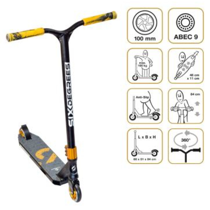 Six Degrees Scooter - triku skrejritenis, melns/zelta - AU 548