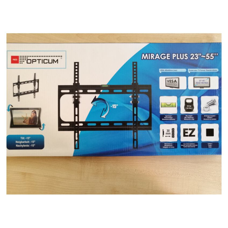 Electriclight Opticum TV stiprinājums pie sienas 23-55collas, līdz 30kg, melns - Mirage Plus