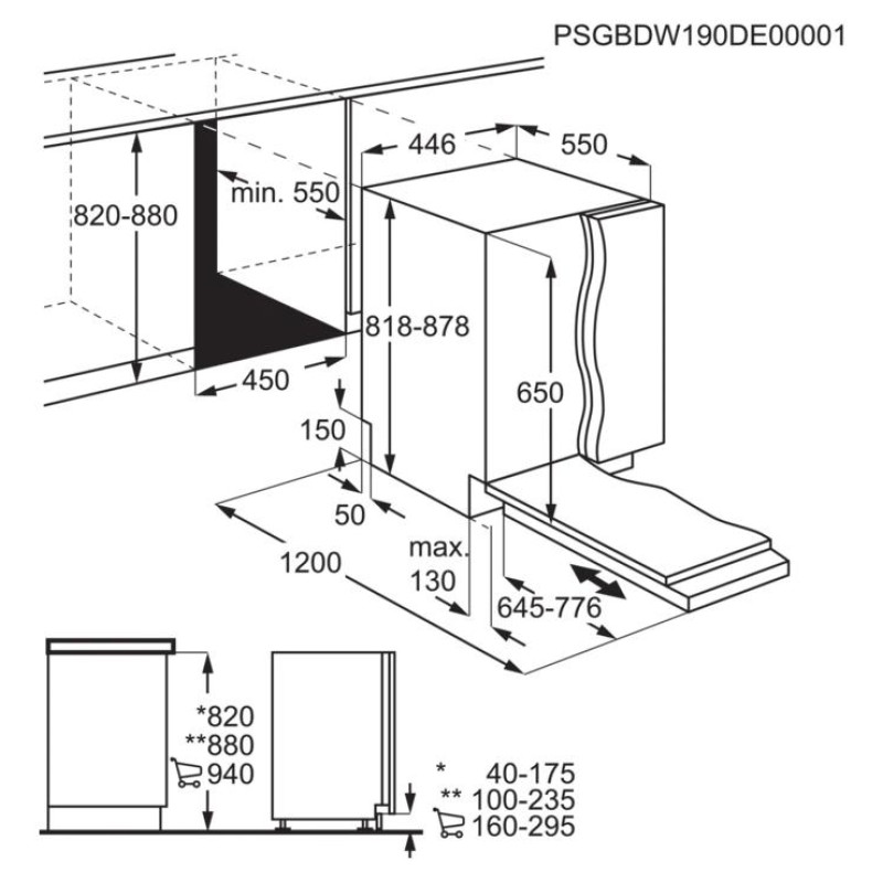 Electrolux trauku mazgājamā ma&scaron;īna (iebūv.), balta, 45 cm - EEA12100L