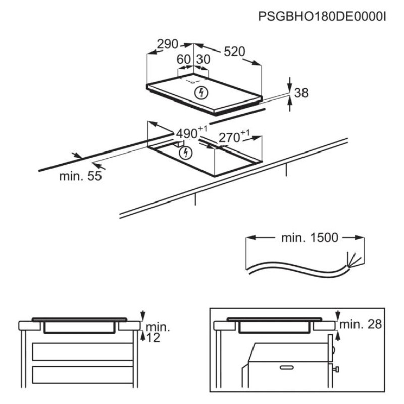 AEG iebūvējama stikla keramiskā plīts virsma, 29 cm - HRB32310CB