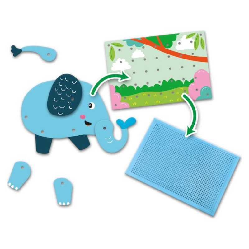 SES Mozaīkas dēlis ar tapiņām - dzīvnieku puzles