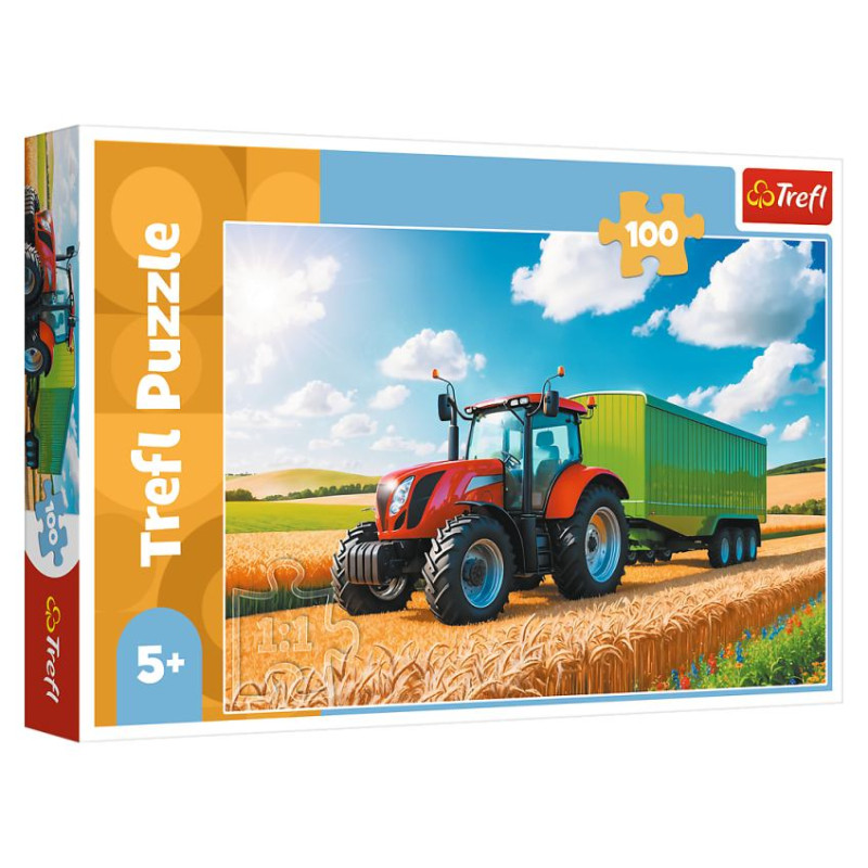 Trefl Puzle Lauksaimniecības tehnika - Traktors ar piekabi, 100 gab.