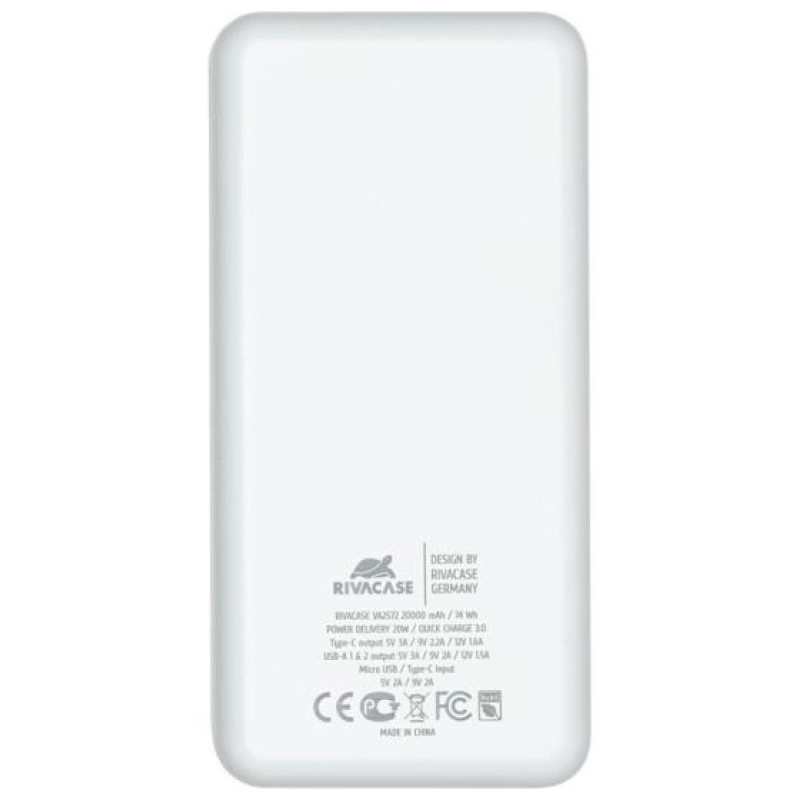 Rivacase POWER BANK USB 20000MAH/VA2572 WHITE RIVACASE