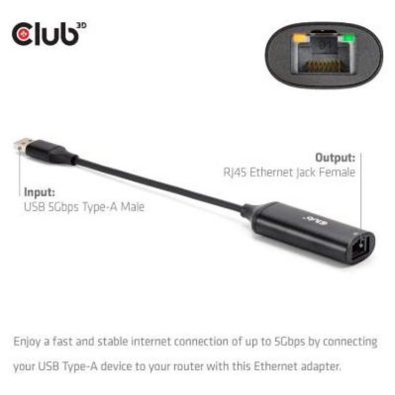 Club3D I/O ADAPTER USB TO RJ45/M/F CAC-1421 CLUB3D