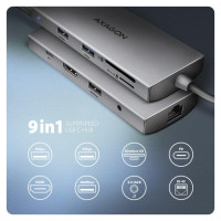 Axagon I/O HUB USB-C 9IN1 5GBPS/0.2M HMC-8HLSA AXAGON