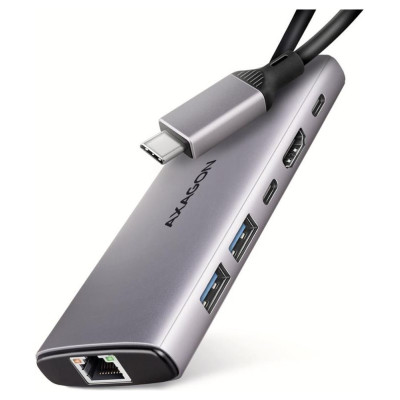 Axagon HMC-6G2L 2x USB-A 10Gbps, 1x USB-C 10Gbps, 4K/60Hz HDMI, RJ-45, USB 3.2 Gen 2 hub, PD 100W, 15cm USB-C cable