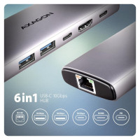 Axagon I/O HUB USB-C 6IN1 10GBPS/0.15M HMC-6G2L AXAGON