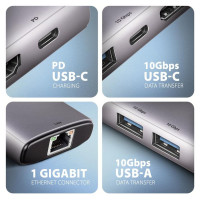 Axagon I/O HUB USB-C 6IN1 10GBPS/0.15M HMC-6G2L AXAGON