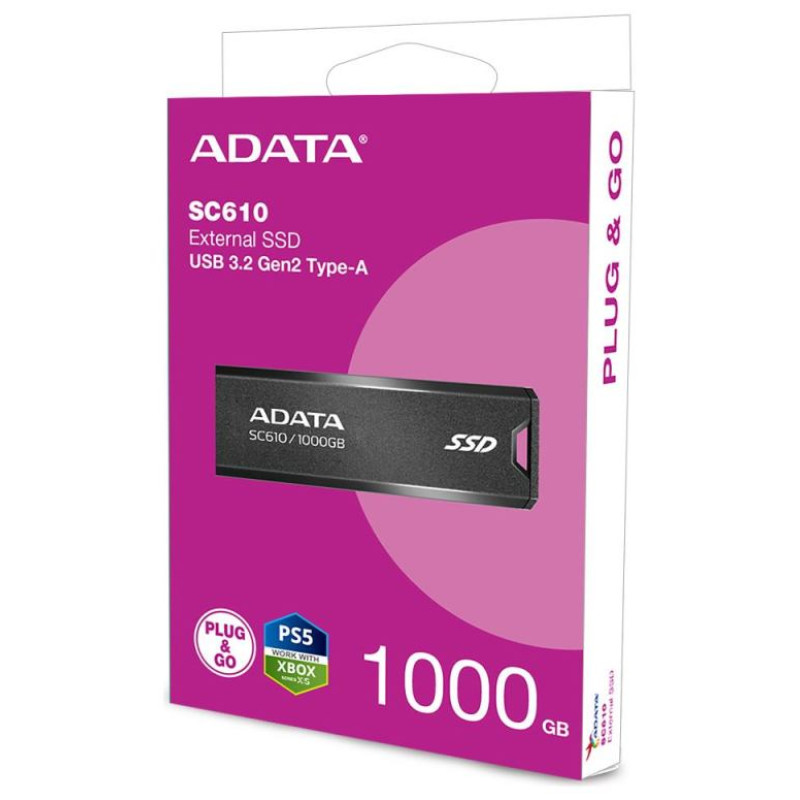 Adata External SSD|ADATA|SC610|1TB|USB 3.2|Write speed 500 MBytes/sec|Read speed 550 MBytes/sec|SC610-1000G-CBK/RD