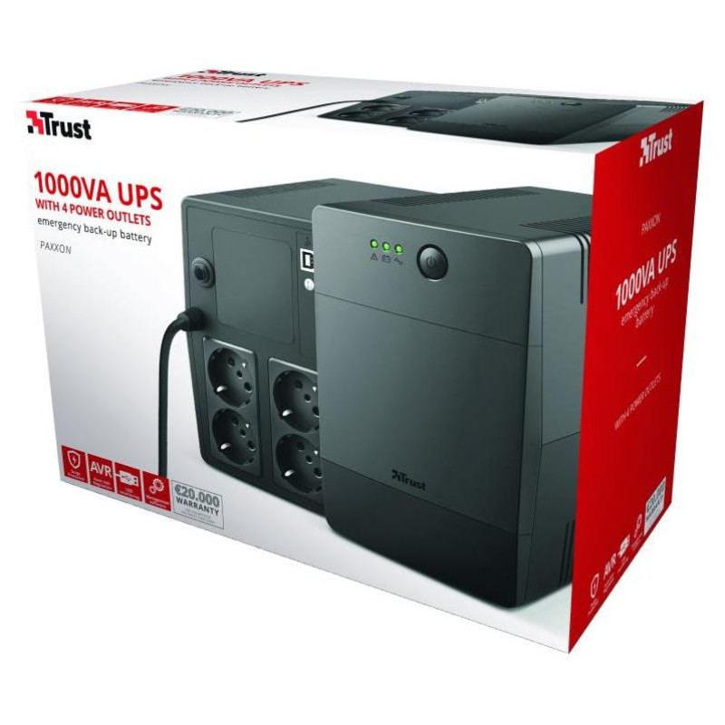 Trust UPS|TRUST|600 Watts|1000 VA|Wave form type Simulated sinewave|23504