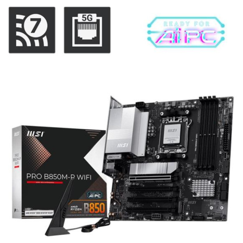 MSI Mainboard|MSI|AMD B850|SAM5|Micro-ATX|Memory DDR5|Memory slots 4|PROB850M-PWIFI