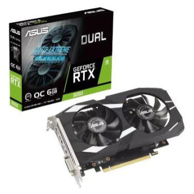 Asus Graphics Card|ASUS|NVIDIA GeForce RTX 3050|6 GB|GDDR6|96 bit|PCIE 4.0 16x|Dual Slot Fansink|1xDVI-D|1xHDMI|1xDisplayPort|DUAL-RTX3050-O6G
