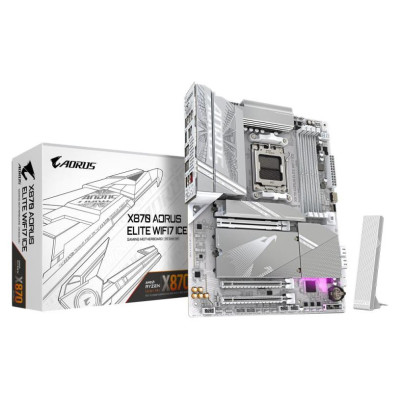 Gigabyte Mainboard|GIGABYTE|AMD X870|SAM5|ATX|Memory DDR5|Memory slots 4|1xPCI-Express 3.0 2x|1xPCI-Express 4.0 4x	|1xPCI-Express 5.0 16x|4xM.2|1xHDMI|4xUSB 2.0|6xUSB 3.2|2xUSB-C|1xOptical S/PDIF|1xRJ45|2xAudio port|X870EAELITEWF7ICE1.2