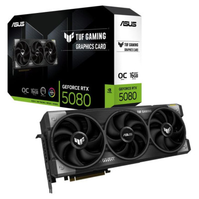 Asus Graphics Card|ASUS|NVIDIA GeForce RTX 5080|16 GB|GDDR7|256 bit|PCIE 5.0 16x|Triple slot Fansink|2xHDMI|3xDisplayPort|TUF-RTX5080-O16G-GAMING