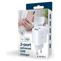 Gembird CHARGER USB UNIVERSAL WHITE/2P TA-UC-2AC12-01 GEMBIRD