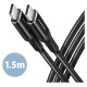 Axagon CABLE USB-C TO USB-C 1.5M 60W/HQ BLACK BUCM-CM15AB AXAGON