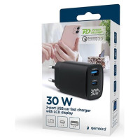 Gembird CHARGER USB 30W 2PORT/TA-UC-PDQC30LCD-BK-01 GEMBIRD