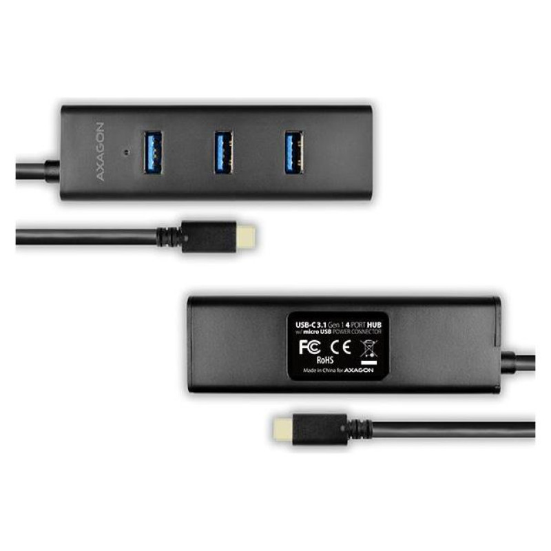 Axagon HUE-S2C 4x USB3.0 Charging Hub, MicroUSB Charging Connector, Type-C