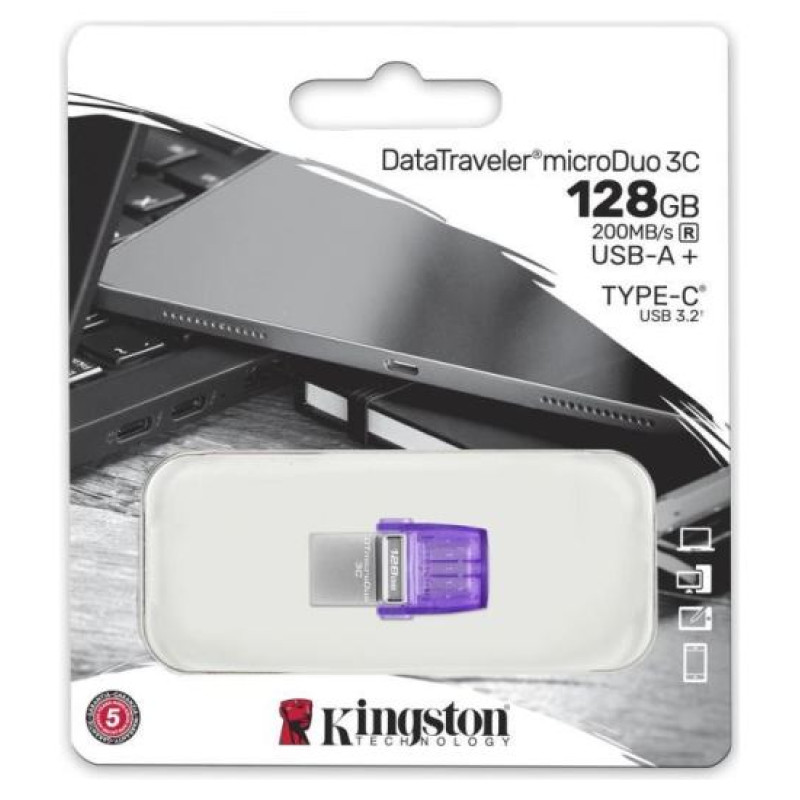 Kingston 128GB DataTraveler microDuo 3C 200MB/s dual USB-A + USB-C