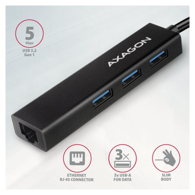 Axagon HMC-GL3A SUPERSPEED USB-C HUB + GIGABIT LAN