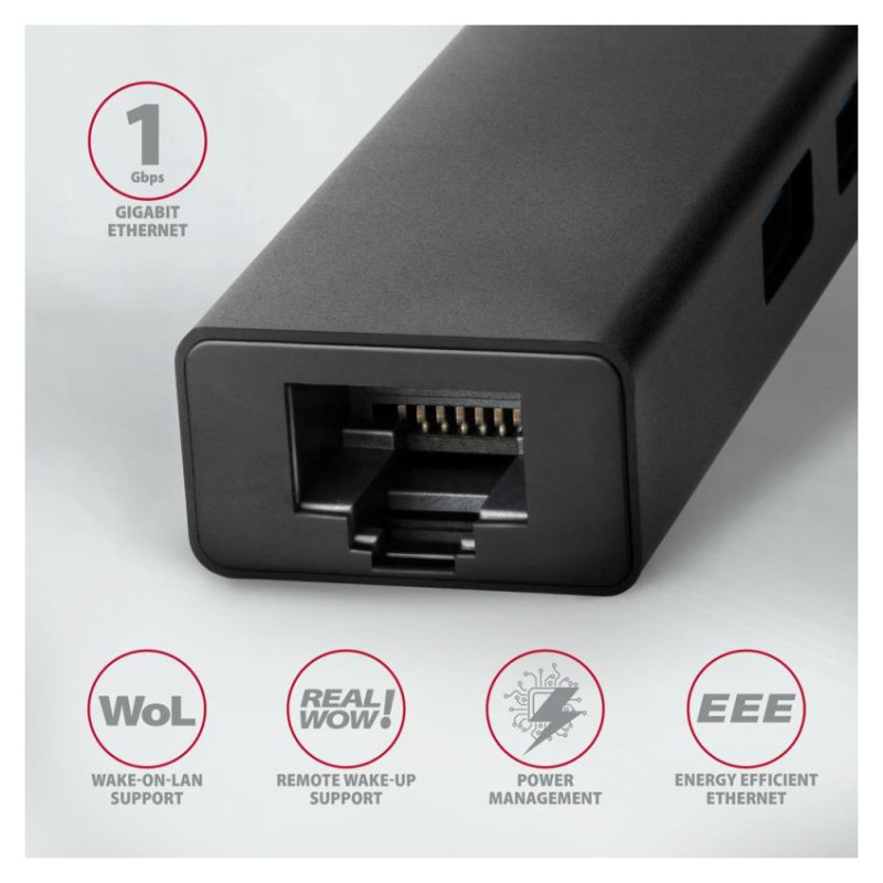 Axagon HMC-GL3A SUPERSPEED USB-C HUB + GIGABIT LAN