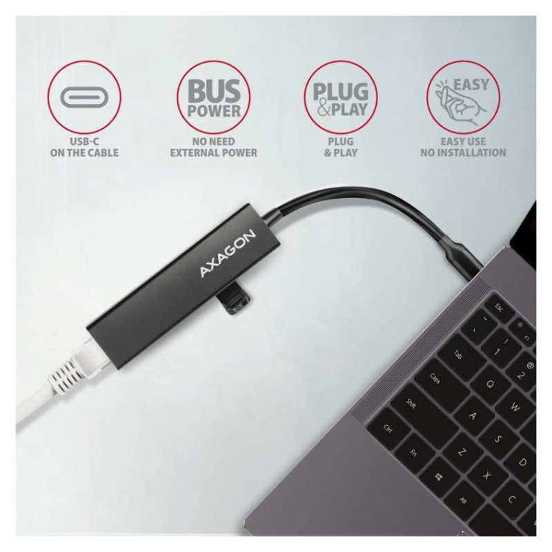 Axagon HMC-GL3A SUPERSPEED USB-C HUB + GIGABIT LAN