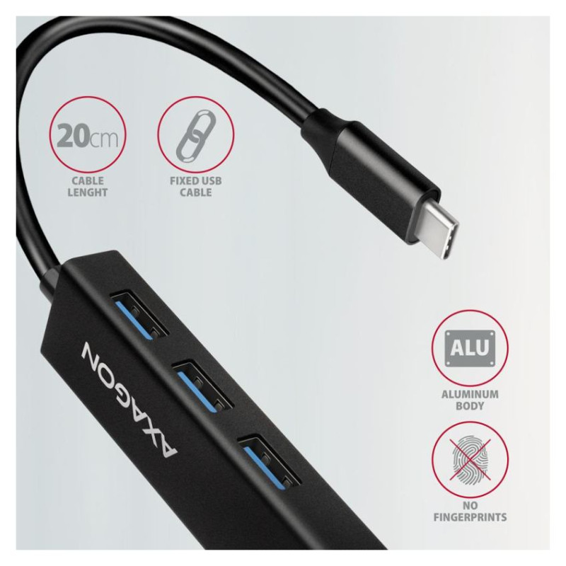 Axagon HMC-GL3A SUPERSPEED USB-C HUB + GIGABIT LAN
