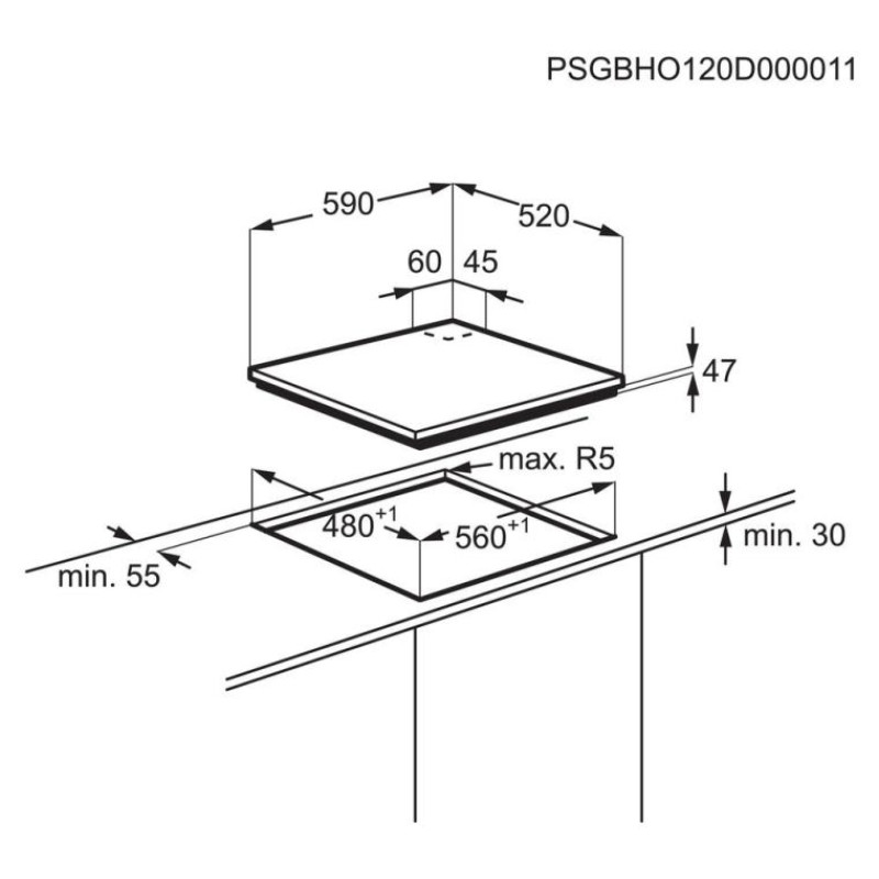 Electrolux gāzes virsma, iebūv.,60cm - EGT6242NVK