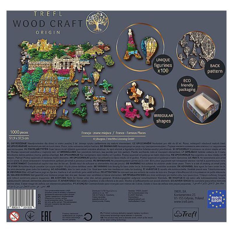 Trefl Koka puzle - Francijas slavenās vietas, 1000gb
