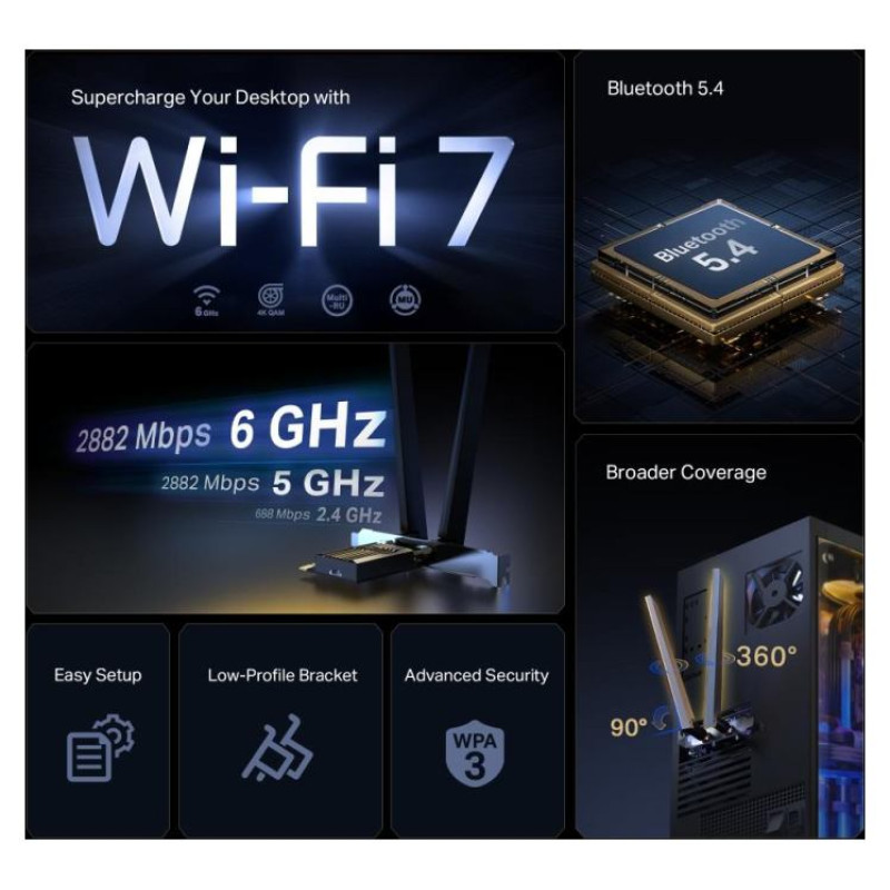 Tp-Link WRL ADAPTER 6500MBPS WI-FI 7/ARCHER TBE400E TP-LINK