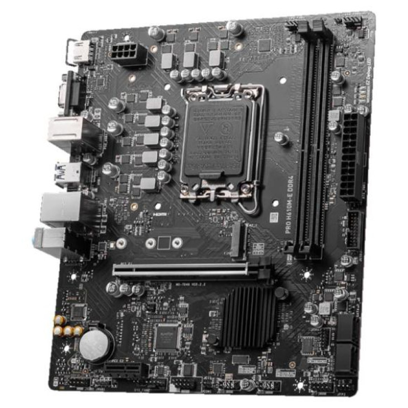 MSI Mainboard|MSI|Intel H610|LGA1700|MicroATX|Memory DDR4|Memory slots 2|1xPCI-Express 1x|1xPCI-Express 16x|1xM.2|1x15pin D-sub|1xHDMI|4xUSB 2.0|2xUSB 3.2|1xPS/2|1xRJ45|3xAudio port|PROH610M-EDDR4