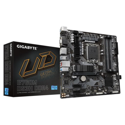 Gigabyte Mainboard|GIGABYTE|Intel B760 Express|LGA1700|Micro-ATX|Memory DDR4|Memory slots 4|2xPCI-Express 3.0 1x|1xPCI-Express 4.0 16x|2xM.2|1x15pin D-sub|1xHDMI|2xDisplayPort|2xUSB 2.0|3xUSB 3.2|1xUSB-C|1xPS/2|1xRJ45|3xAudio port|B760MDS3HDDR4