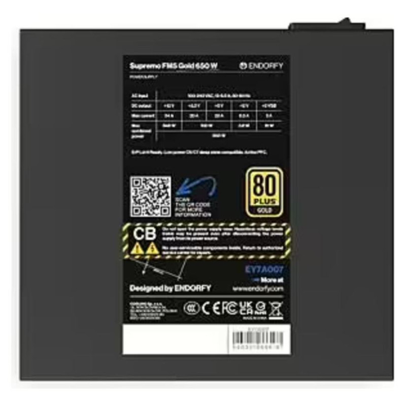 Endorfy Power Supply|ENDORFY|EY7A007|650 Watts|Efficiency 80 PLUS GOLD|MTBF 100000 hours|EY7A007