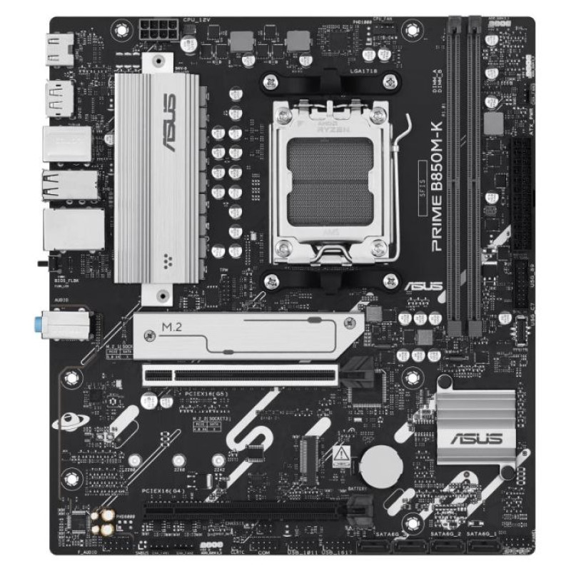 Asus Mainboard|ASUS|AMD B850|SAM5|Micro-ATX|Memory DDR5|Memory slots 2|1xPCI-Express 4.0 16x|1xPCI-Express 5.0 16x|2xM.2|1xHDMI|1xDisplayPort|4xUSB 2.0|4xUSB 3.2|1xPS/2|3xAudio port|PRIMEB850M-K