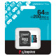 Kingston 64GB microSDXC Canvas Go Plus Gen4 200MB/s A2 U3 V30 Card + Adapter