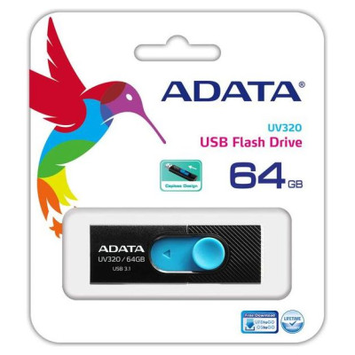 Adata MEMORY DRIVE FLASH USB3.1 64GB/BLACK AUV320-64G-RBKBL ADATA