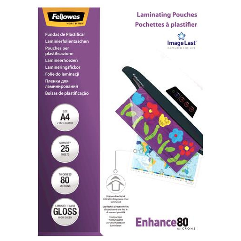 Fellowes LAMINATOR POUCH IMAGELAST/A4 80 25PCS 5396205 FELLOWES