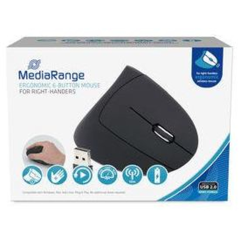 Mediarange MOUSE USB OPTICAL WRL 6-BUTTON/RIGHT BLACK MROS232 MEDIARANGE
