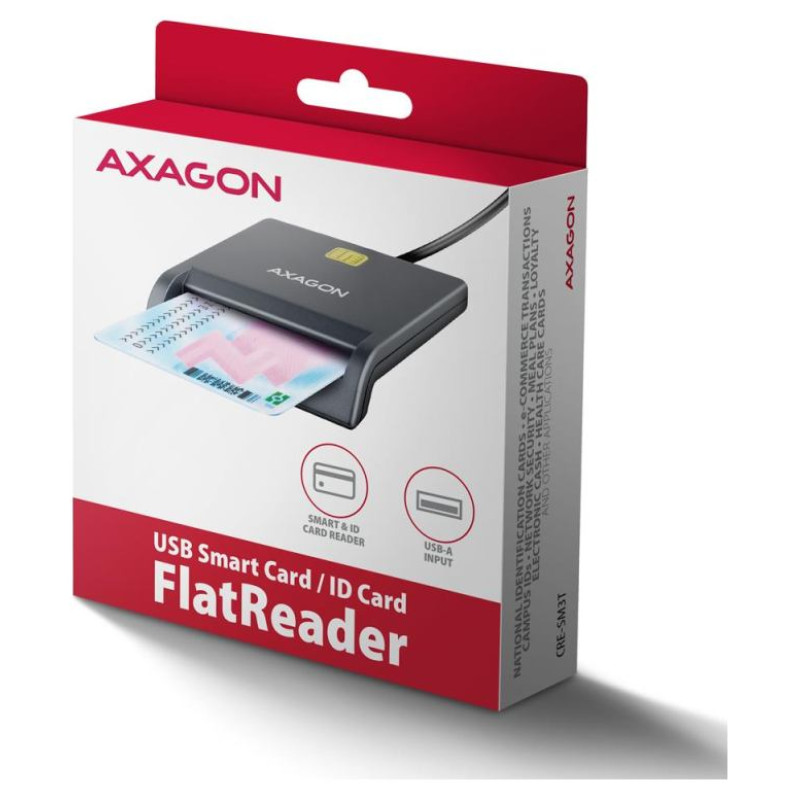 Axagon CARD READER FLAT SMARTCARD/ID/USB2.0 1.3M CRE-SM3T AXAGON