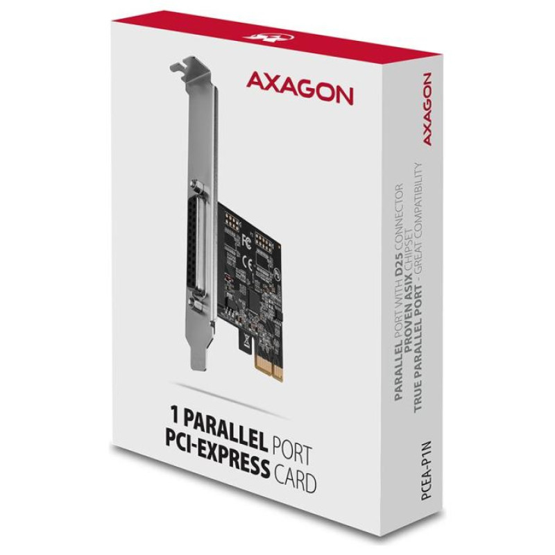 Axagon PCI-Express card with one parallel port. Low profile.