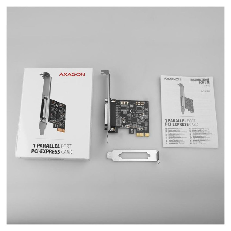 Axagon PCI-Express card with one parallel port. Low profile.