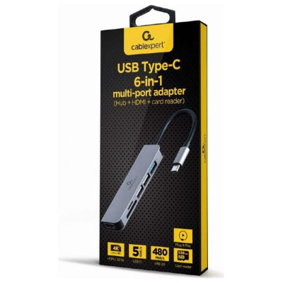 Gembird I/O ADAPTER USB-C TO HDMI/USB3/6IN1 A-CM-COMBO6-02 GEMBIRD