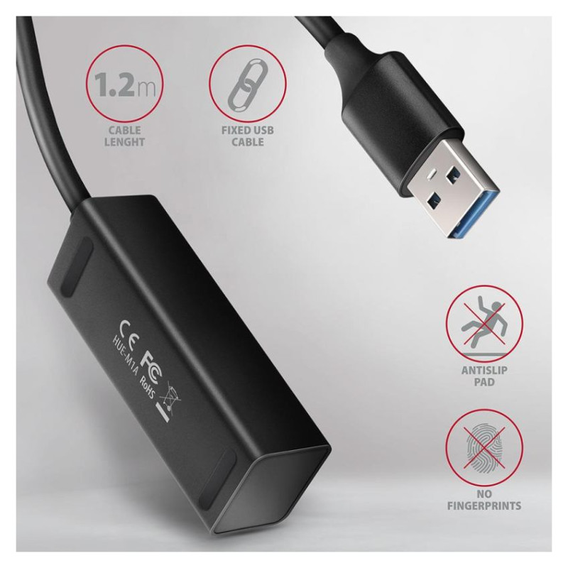 Axagon HUE-M1AL 4x USB 3.2 Gen 1 MINI hub, metal, 1.2m USB-A cable