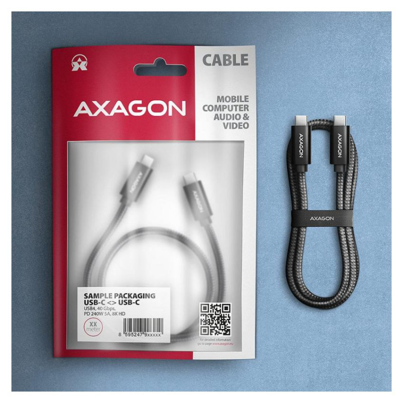 Axagon BUCM4X-CM10AB NewGEN+ cable USB-C <-> USB-C, 1m, USB4 Gen 3&times;2,