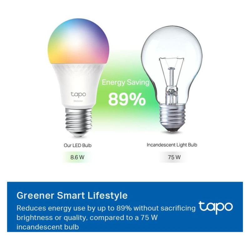 Tp-Link Smart Light Bulb|TP-LINK|Power consumption 8.6 Watts|Luminous flux 1055 Lumen|6500 K|240V|Beam angle 220 degrees|TAPOL535E