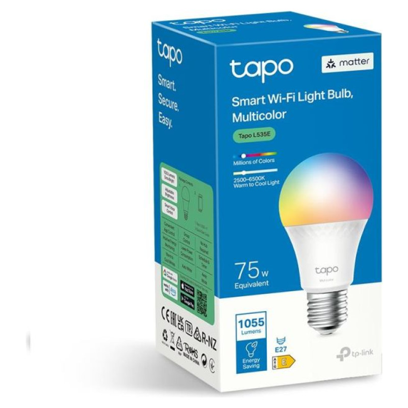 Tp-Link Smart Light Bulb|TP-LINK|Power consumption 8.6 Watts|Luminous flux 1055 Lumen|6500 K|240V|Beam angle 220 degrees|TAPOL535E