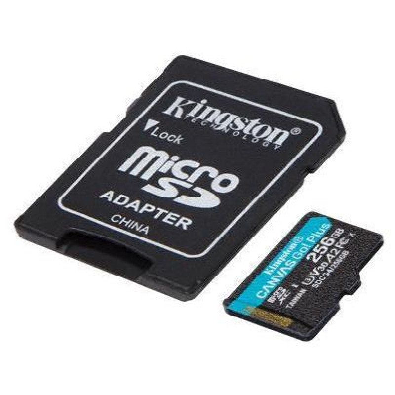 Kingston 256GB microSDXC Canvas Go Plus Gen4 200MB/s A2 U3 V30 Card + Adapter